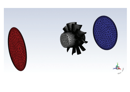 Figure 3. Zoom mesh view of rotor and fan block.